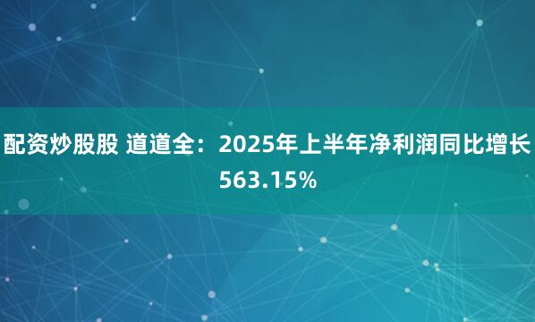 配资炒股股 道道全：2025年上半年净利润同比增长563.15%
